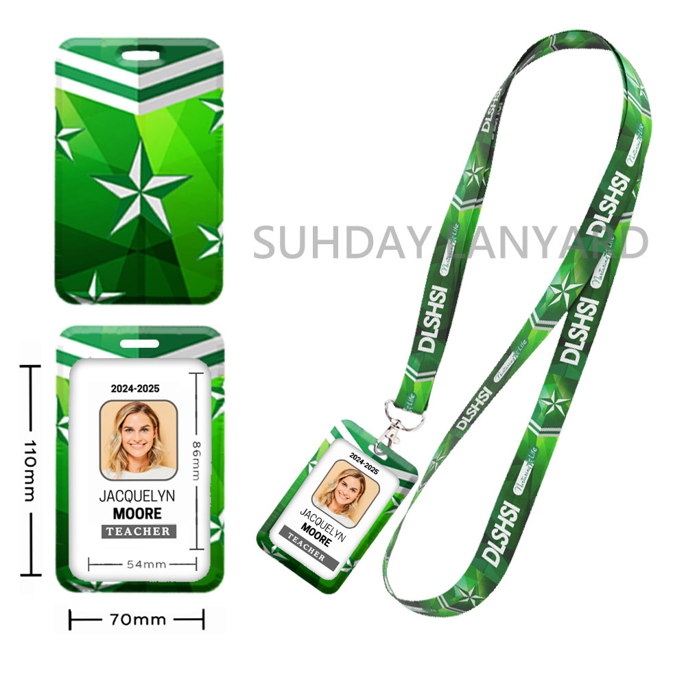 客製熱轉印/全彩識別證帶搭配硬卡推式證件套